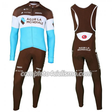 Completo Maglia ML + Pantaloncino con bretelle ML 2018 AG2R La Mondiale N002 Completo Maglia ML + Pantaloncino con bretelle ML 2018 AG2R La Mondiale N002